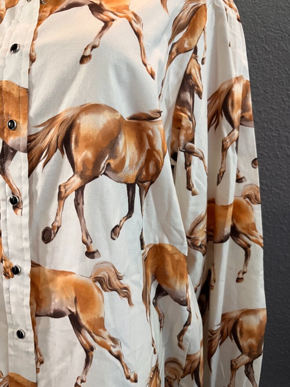 VINTAGE PANHANDLE SLIM WESTERN RUNNING HORSES WOMEN'S WESTERN SNAP FRONT SHIRT L - Picture 4 of 12